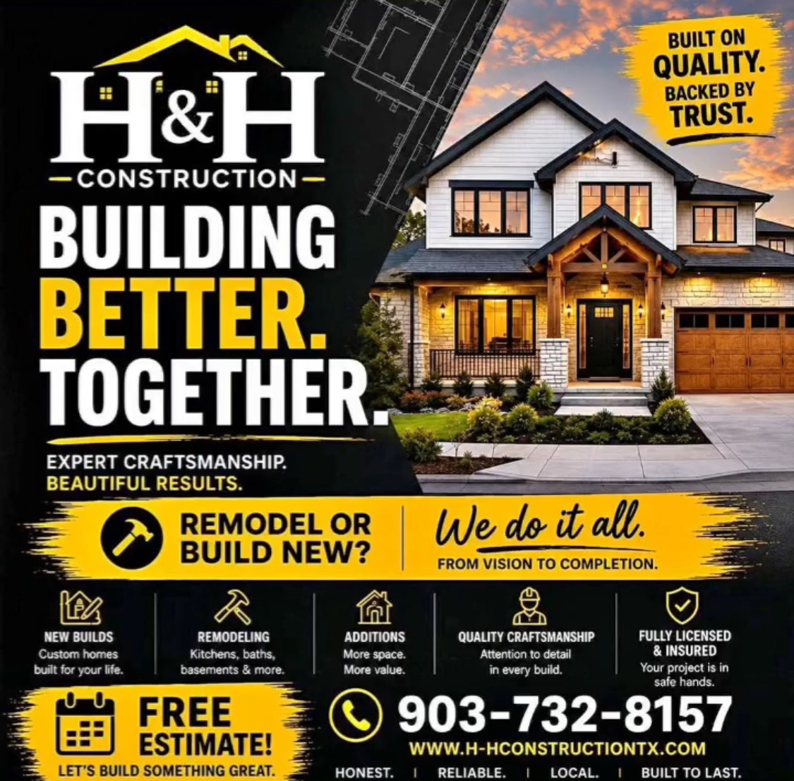 H&H Construction PTX custom home